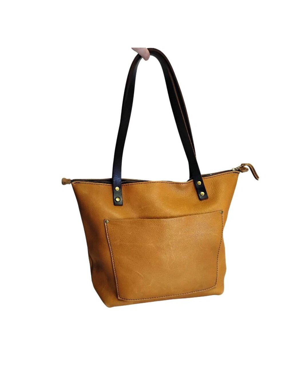 Portland Leather Goods Zip Top Cognac Brown  Shoulder Bag 12 X 12